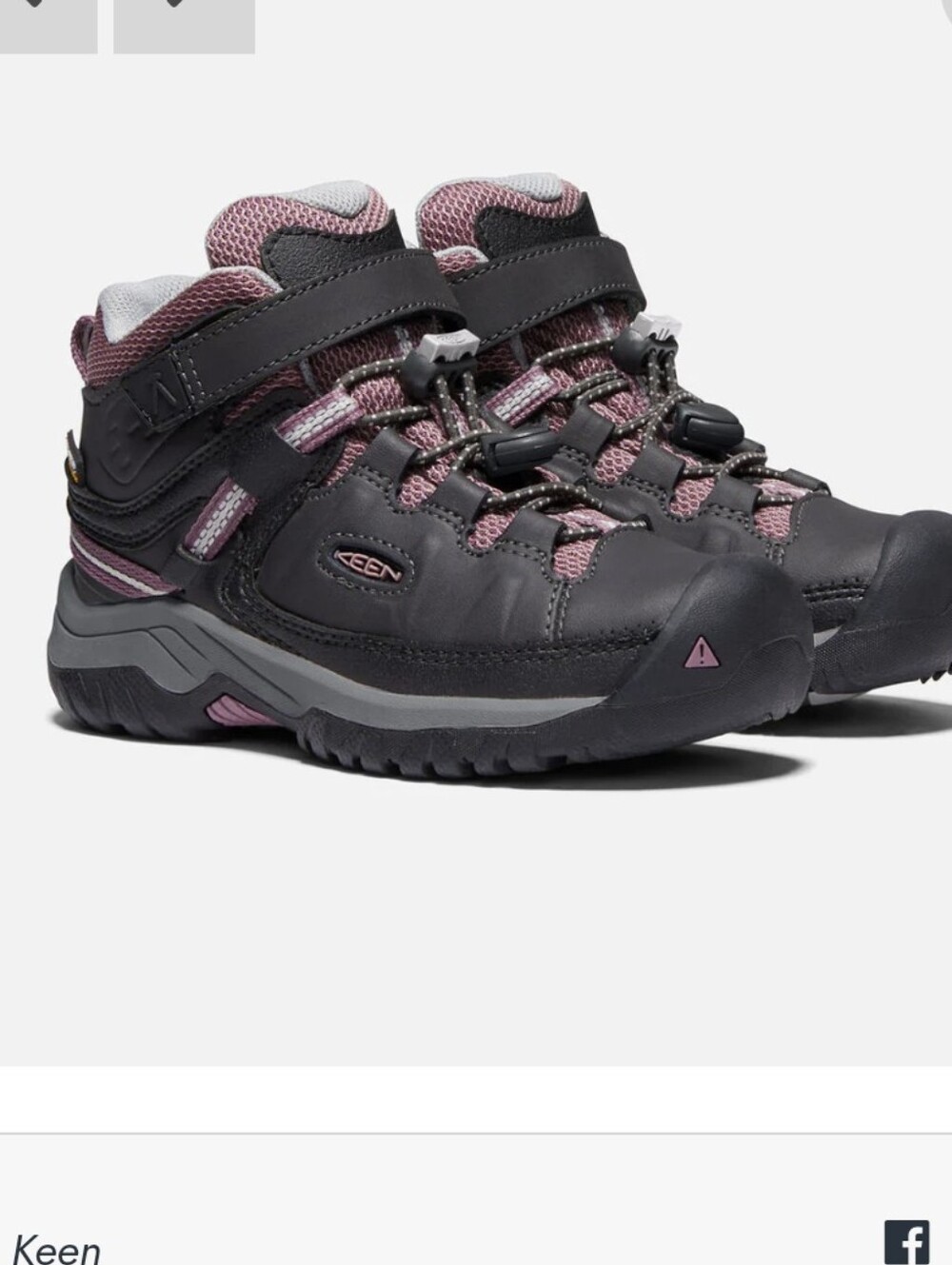 Keen Targhee Mid Waterproof Hiking Boots -  Gray & Pink Little Kids US Size 8